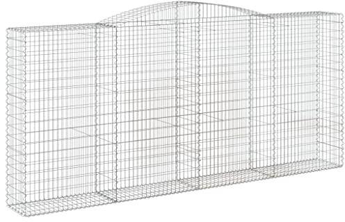 puraday Panier gabion 400 x 50 x 180/200 cm en fer galvanisé - Barrière de jardin multifonction - Décoration en plein air, terrasse, extérieur, mur de gabion - Crochets de gabion renforcés