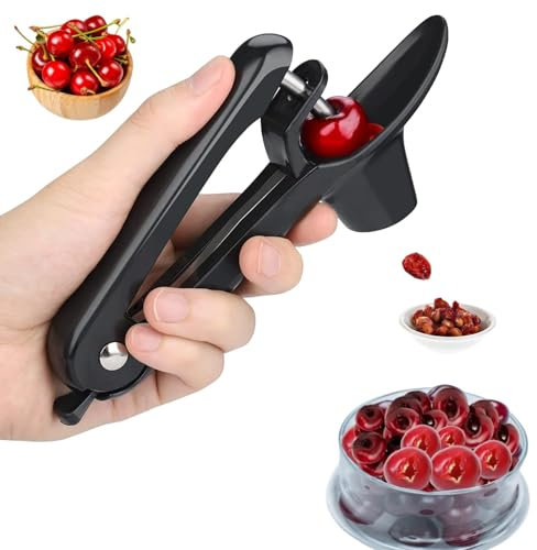 Kirschentkerner,Kirschkernentferner,Edelstahl Entkerner Kirschen,Kirschentsteiner Obstentkerner Cherry Corer Entferner,Hand Fruit Entkernen,Kirschenentkerner,für Obst,Kirsche Obstbeere (Schwarz)
