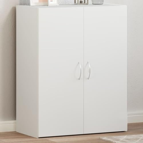 Myheimly Aktenschrank, Büroschrank mit Stauraum, Lagerschrank für Büro, Schrank Büromöbel Aufbewahrungsschrank, Holzwerkstoff Aktenschrank Weiß,60 x 32 x 77.5 cm