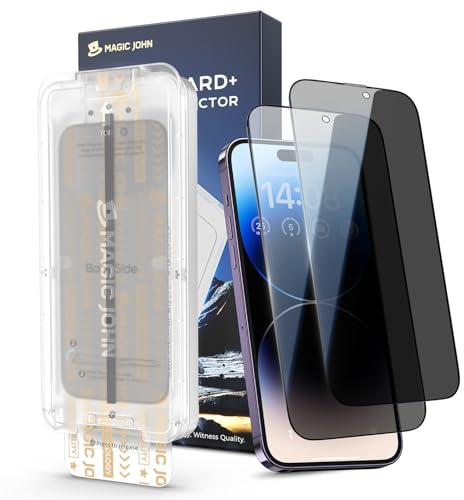MAGIC JOHN für iPhone 14 Pro für Upgrade Sichtschutzfolie (6,1 Zoll), ​ 25-Grad-schutzwinkel-Einfaches, mit einfachem Einfache Installation, Befestigungswerkzeug, Hüllenfreundlich, 2 Stück