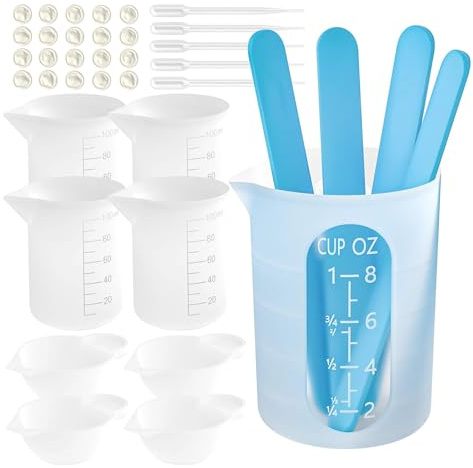 Vasos Medidores de Silicona, Taza de Medición Antiadherente de 250 y 100 ml, Vasos Medidores de Silicona para Manualidades, Moldes de Fundición, para Resina para Manualidades, Moldes de Fundición