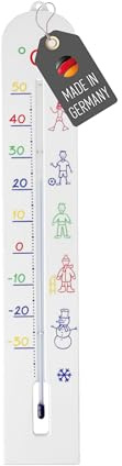 Lantelme Kinderzimmer Thermometer 41cm | Temperatur -40°C - 50°C Analog Kunststoff Farbig bedruckt | Kinder Zimmerthermometer Innenbereich | Made in Germany | Raumthermometer Innen Zimmer