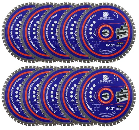 Disco de sierra circular para metal 165MM - BRSCHNITT 10 piezas TCT con punta de carburo de tungsteno para hierro, tubo de hierro, metales ferrosos 48T Agujero: 20/15,875MM