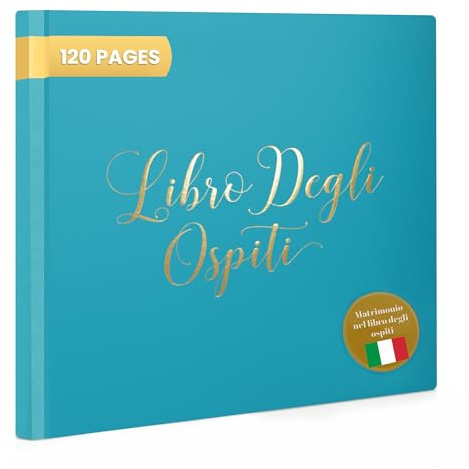 Plantvibes Libro degli Ospiti di Matrimonio - 120 Pagine di Carta Premium, Carta Spessa, Non Pressa, Stile Vintage con Titolo Dorato - Ideale per Matrimoni, Anniversari, Compleanni (Dusty Blue)