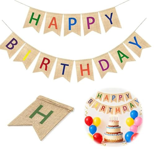 Hexizexi Happy Birthday Girlande Bunt Wimpelkette Geburtstag Deko