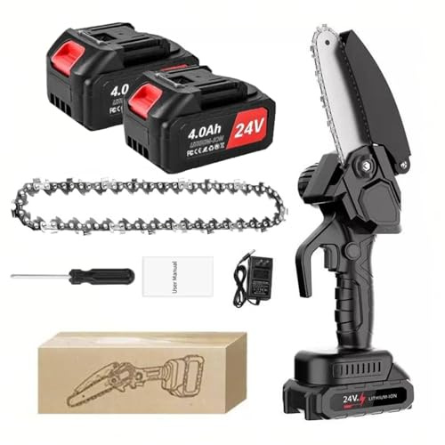 Mini motosierra, motosierra eléctrica de 6 pulgadas inalámbrica con 2 baterías, motosierra de mano compatible con batería Dewalt de 20 V máx. para patio, hogar, jardín, poda de árboles