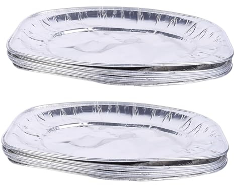 ZUNOXAZ 10 Pièces Plats Aluminium Jetables Résistants Plats Aluminium pour Four Barbecues et Cuisson Épais et Empilables pour Gratins Poissons Grillés et Desserts