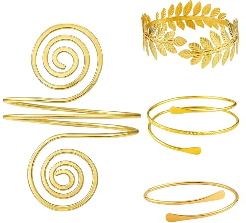 QhgPnt 4 Gold Arm Cuff Set, Arm Cuff Gold for Women, Stylish Upper Arm Jewellery for Everyday Wear and Special Occasions