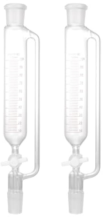 ROMISBABA Imbuto Separatore in Vetro Borosilicato con Pistone Ptfe Cilindrico e Durevole per Laboratorio Scientifico e Sperimentale