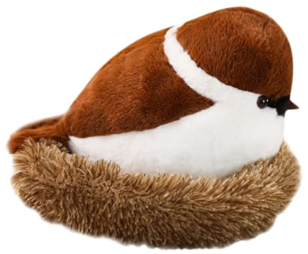 Kisangel Lifelike Plush Sparrow 30cm Mini Animal Figurine Soft Plush Bird Household Ornament Decorative Stuffed Animal