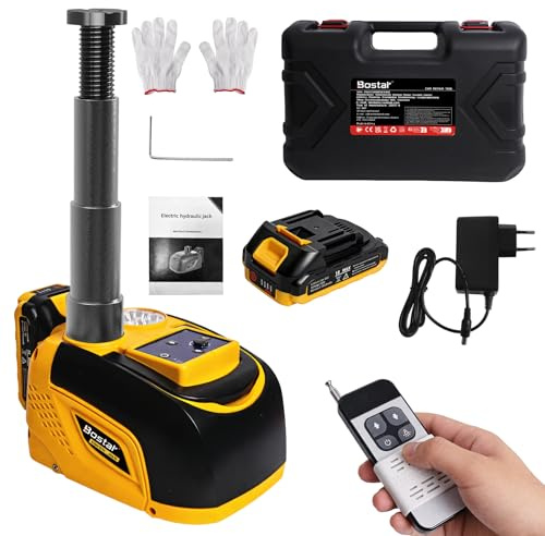 Bostar Cric Hydraulique Électrique 5T Compatible Batterie Makita-18V, Kit Levage Auto sans Fil avec Télécommande, Hauteur 15-45cm, Outil Changement Pneu pour SUV, Camping-Car & Fourgon