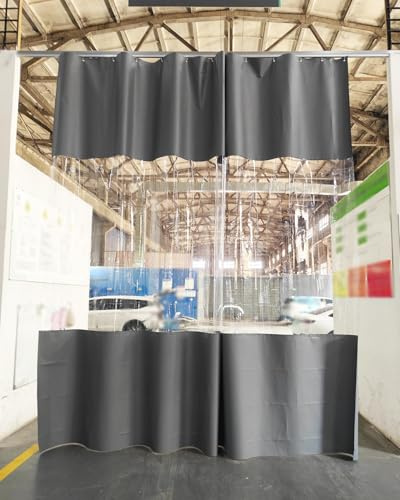 Outdoor Vorhang Wetterfest Transparent Industrieller Transparenter Garagentrennvorhang Schiene, Raumteilerwand Vinylpaneelen Zur Abtrennung, Isolierender Sichtschutzvorhang(W1xH2m/3.2x6.5ft)