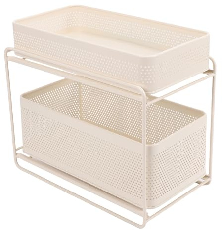 ZDAGELD Organizzatore per Armadietto per Lavello Estraibile a 2 Livelli, Scaffale per Condimenti in Acciaio Antiruggine, Trova Facilmente i Condimenti, le Protezioni Impediscono il