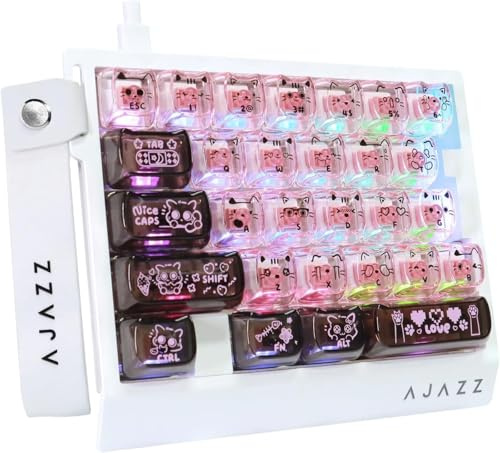A.JAZZ AK029 Wired 29 Keys One-Handed RGB Gaming Keyboard with 8000HZ,0.01mm RT Magnetic Switches Adjustable Actuation,Hotswappable Mechanical Keyboard,Aluminum Plate,Web Driver for Gamers-Black Pink