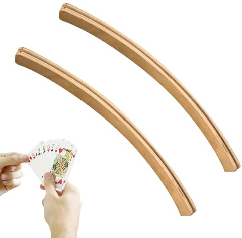 Generisch Spielkartenhalter Holz, Spielkartenhalter - 2 Stück Bridge Card gebogenes Präsentationsständer-Rack,Aufbewahrungsspielkartenablage, Kartendeck-Organizer für Senioren, Erwachsene und Kinder