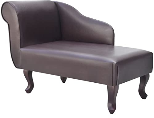 faucqel schäslong brunt konstläder med träram, 104 x 51 x 69,5 cm, vadderad, stabil för vardagsrum, sovrum, avslappningsstol, bäddsoffa, recamiere, bäddsoffa, lounge fåtölj