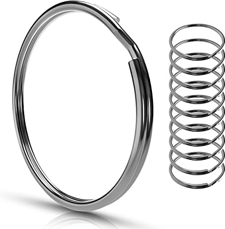 Porte-clés 30mm - 10 pièces | acier trempé | nickelé | couleur argent