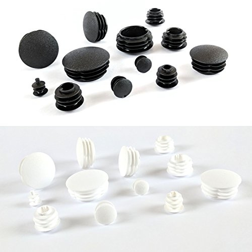 20mm Plastic End Caps - White Domed Tube Inserts, Pack of 4 (See Second Image for Ordering Guide) - Made in Germany