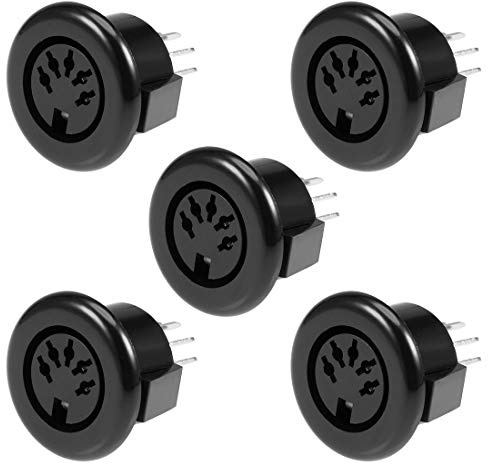 sourcing map S-video PCB Mount 5 Pin Din Socket Audio Video Connector Black DS-5-07A 5Pcs