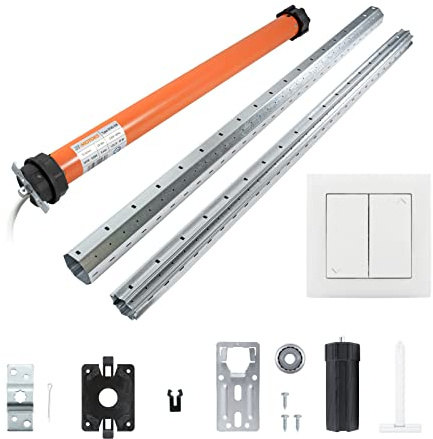 3T-MOTORS Rollladenmotor Komplettset mit Wippschalter, SW60 Welle 2,70 m, 3T45-20B (Zugkraft 20 Nm/40 kg) mit elektronischen Endschaltern, einfache Montage mit Zubehör, Rollladenantrieb
