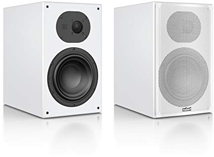 Nubert nuLine 34 | Weißes Regallautsprecherpaar | 2 Stück Kompaktlautsprecher | Lautsprecher für Stereo | Heimkino & HiFi Qualität auf hohem Niveau | Passive Regalboxen mit 2 Wegen