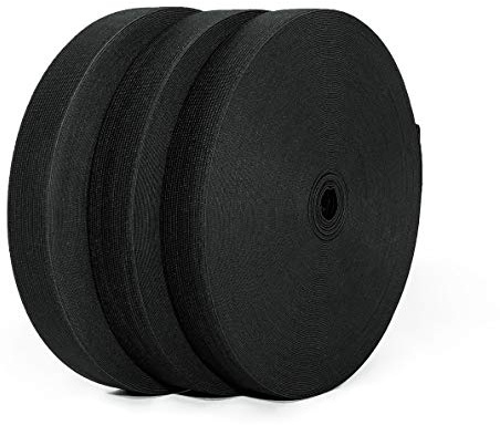 40 Metros de Goma Elástica de Costura, Disponible en Varios Anchos, Cinta Elástica para Coser, Cinta Elástica Ancha, Goma para Coser y Manualidades, Goma para Ropa, (Negro, 35mm)