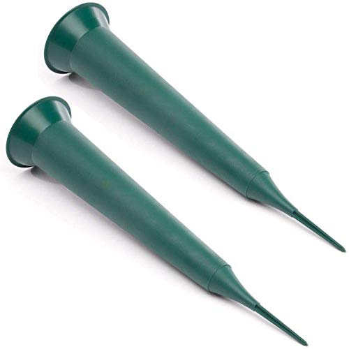 Floralcraft Small Plastic Grave Vase Spike - Grave Memorial Ornament, Simple Funeral Decoration Flower Vase, Also use for Garden, Lawn, Party Decoration, Flower Arrangement, Color - Green (Pack of 2)