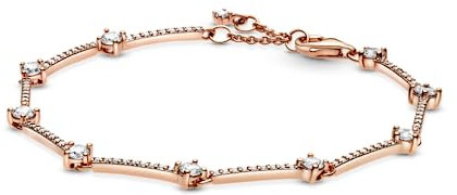 PANDORA Funkelnde Pavé-Stäbe Armband in Roségold mit 14 Karat rosévergoldete Metalllegierung und Cubic Zirkonia Steinen Timeless Collection, 18cm