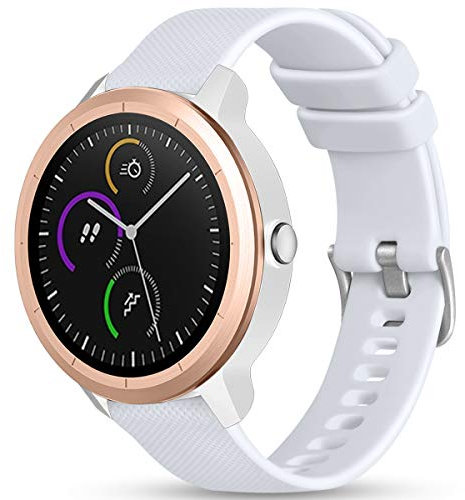 Vobafe Cinturino per Garmin Venu/2 Plus/sq/sq2 Music/Vivoactive 3/Forerunner 55/245/645, Cinturino in silicone morbido da 20mm per Garmin Instinct 2S/Vivomove HR/Fenix 7S,Bianco