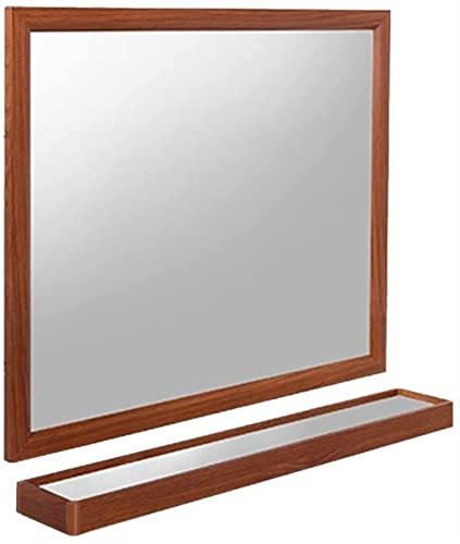 SGSG Dekorativer Wandspiegel Schminkspiegel Wandspiegel für Wohnzimmer Holzrahmen, WC-Badezimmerspiegel Selbstklebend, lochfrei Wandhalterung WC-Bad (Hellbraun 70 * 60 * 12cm)