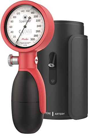 SPENGLER Mobi, Tensiomètre Mécanique pour Mesure de la Pression Artérielle, Précis, Fiable, Résistant, Mécanisme Horloger, Poire Grand Volume, Connectique Aimantée, Brassard M Fourni (Rouge Corail)