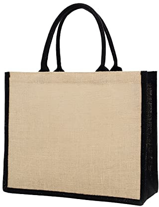 Jutetasche Damen Jute Shopper Tragbare Einkaufstasche Multifunktionale Handtasche Tragetasche Wiederverwendbarer Jutebeutel Waschbare Stofftasche Dauerhafter Stoffbeutel für Alltag Einkaufen Picknick