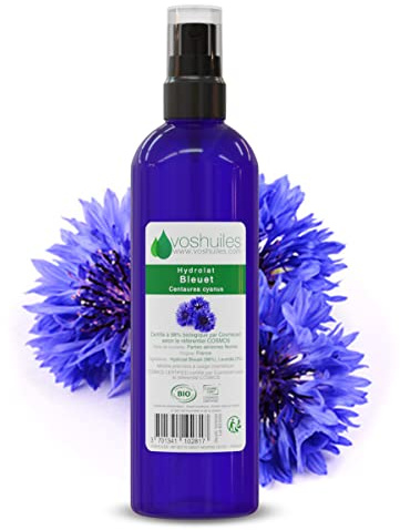 VOSHUILES - Hydrolat de Bleuet COSMOS - Eau Florale 100% Pure et Naturelle -Soin Apaisant Peaux Sensibles - Idéal Recettes Cosmétiques et Visage - 200 ml
