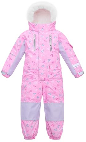 Yueta Kids Snowsuit One Piece, Girls Snow Suit Waterproof, Boys Ski Jacket Jumpsuits Overalls for Skiing Snowboarding (Multicolor, 4T)