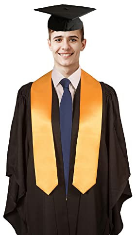 Desert Dress Complete Set GRADUATION GOWN + CAP + STOLE Mortarboard Robe Coat Choir Wedding School College University (Yellow, 63)