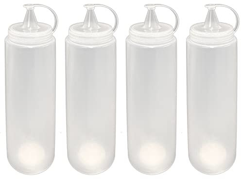 HAC24 4X Soßenspender Kunststoff 700 ml Ketchup Senf Mayo Quetschflasche Dosierflasche Soßenflasche Saucenspender