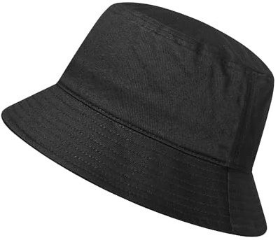 GADIEMKENSD Cotton Bucket Hat for Women Summer Beach Sun Protection Bucket Hats for Men Trendy Portable Outdoor Travel Hat for Golf Hiking Fishing Camping Black