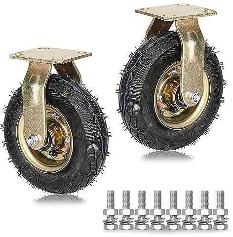 Schwerlastrollen Gummi Lenkrolle 200 Mm 250 Mm 2er SET, 360 Grad Drehbar Leise Luftreifen Bockrolle, Für Wagen Möbel Werkbänke DIY Industrie Transport Ersatz Rollen Mit Bremse ( Color : Fixed , Size :