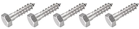 METALLIXITY Sechskantschrauben (M12x50mm)5Stk 304 Edelstahl Stahl Selbstschneidende Holz Schrauben - für Haushalts Anwendungen