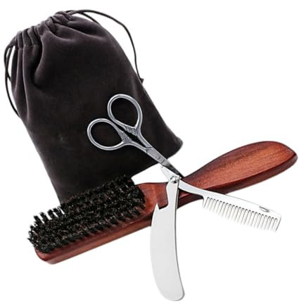 Beavorty Bartpflegeset Mit Bartkamm Und Bartbürste Inklusive Stofftasche Für Männerbartpflege Langlebig Aus Edelstahl Und Legierung Leicht Und Tragbar
