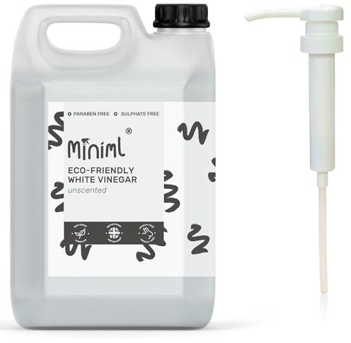 Miniml Eco White Vinegar - Unscented - 5L Refill and 5L Pump - All Natural Multi-Surface & Multi-Purpose Cleaner, Limescale Remover, Laundry Softener - 100% Vegan & Cruelty Free