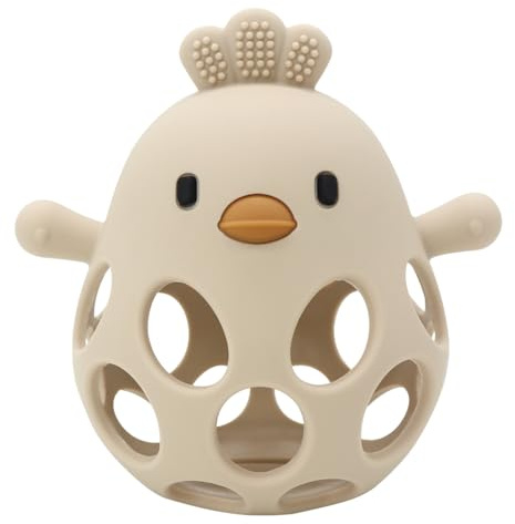 Sichy Silikon Küken Beißring Fäustling Baby Beißhandschuh Beige