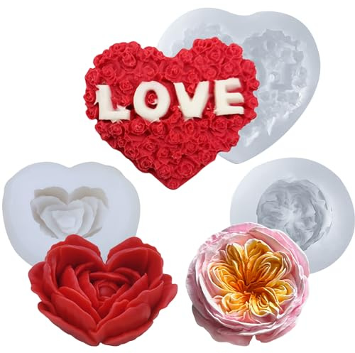 3D silikonformen gießformen blumen kerzenherstellung silikon blumen harz formen silikon blumen Silikonformen Gießformen herz rose kerzen selber machen set für Muttertag Valentinstag Geburtstagsfeier