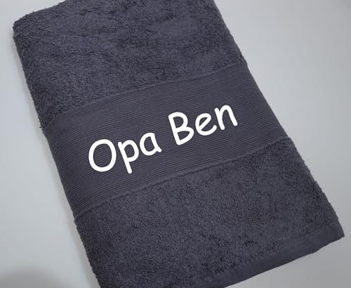 BotoHome Personalisiertes Handtuch Anthrazit 70x140 cm – Mit Namen Bestickt – 100% Baumwolle, Oeko-TEX Zertifiziert, weich & saugstark – Elegantes Geschenk für jeden Anlass (Anthrazit, 70 x 140 cm)