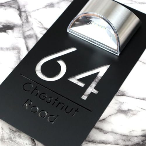 Targa Personalizzata Cancello A Luce Solare,Numero Civico Esterno Personalizzato Illuminato Led Moderno Numeri Civici Personalizzati Da Esterno Targhe E Cartelli Decorativi (bianco e nero,18 * 30cm)