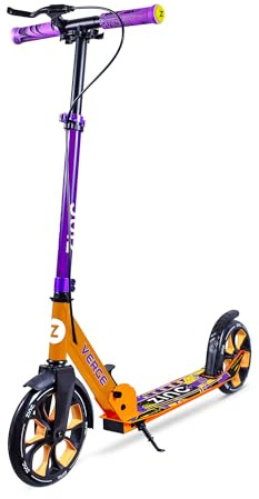 Zinc Verge Pro Kids Scooter - Patinete Grande para niños a Partir de 6 años, Plegable de 2 Ruedas con Ruedas de 200 mm, Ligero, Altura Ajustable, Freno de pie Trasero, soporta hasta 100 kg, Naranja y