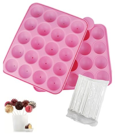 KGDUYC Molde Lollipop Silicona Molde Cake Pops Silicona Bandeja Pop Cake Molde de Chocolate de Calidad Alimentaria con 100 Varillas para Hacer Pasteles de Piruleta Caramelo Chocolate