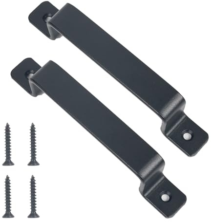 Sgehai 2er SetVintage Gusseisen Türgriffe, Torgriff für Holztore, D-Griff Schwarz, Zuggriff, geeignet für Schuppen, Tore und Türen