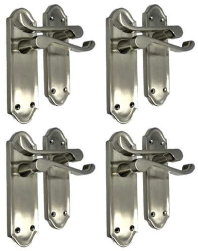 Ashford Satin Nickel Internal Latch Door Handles - Door Handles Internal Sets, Satin Nickel Door Handle Set for Internal Doors, 170 x 48mm 1-6 Pairs (4 Pair of Handles)