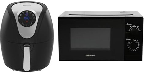Emtronics Kitchen Set Manual 4.5L Single Air Fryer & 20L 700W Microwave - Black